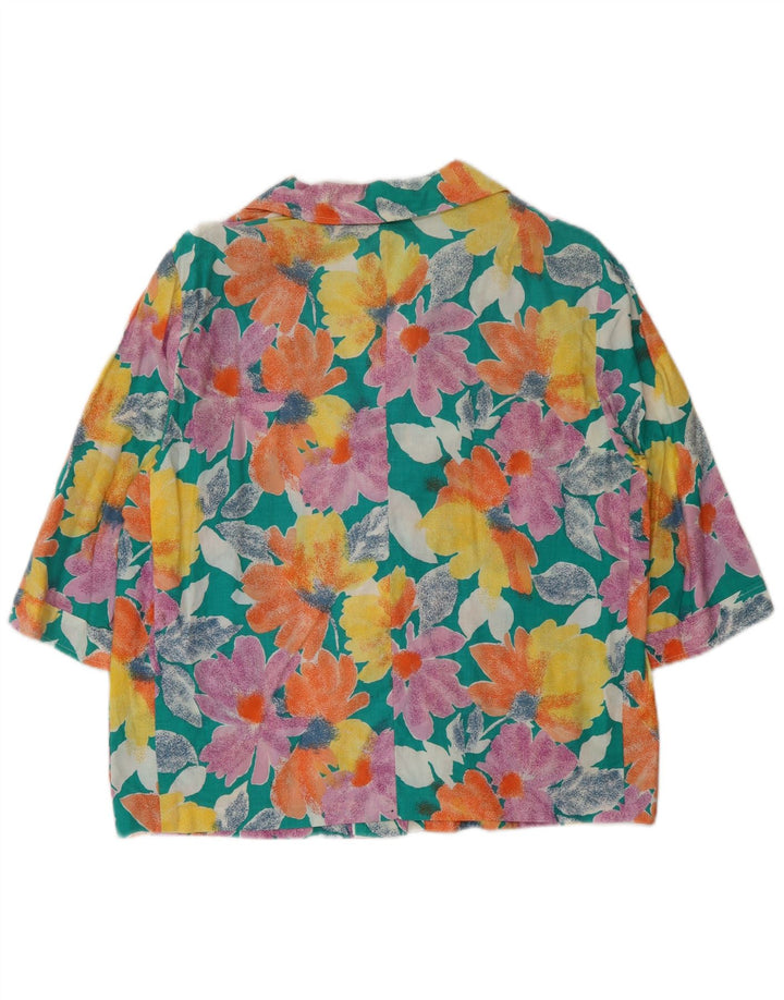 Vintage mujer 3 botones Blazer chaqueta Reino Unido 16 grande multicolor floral