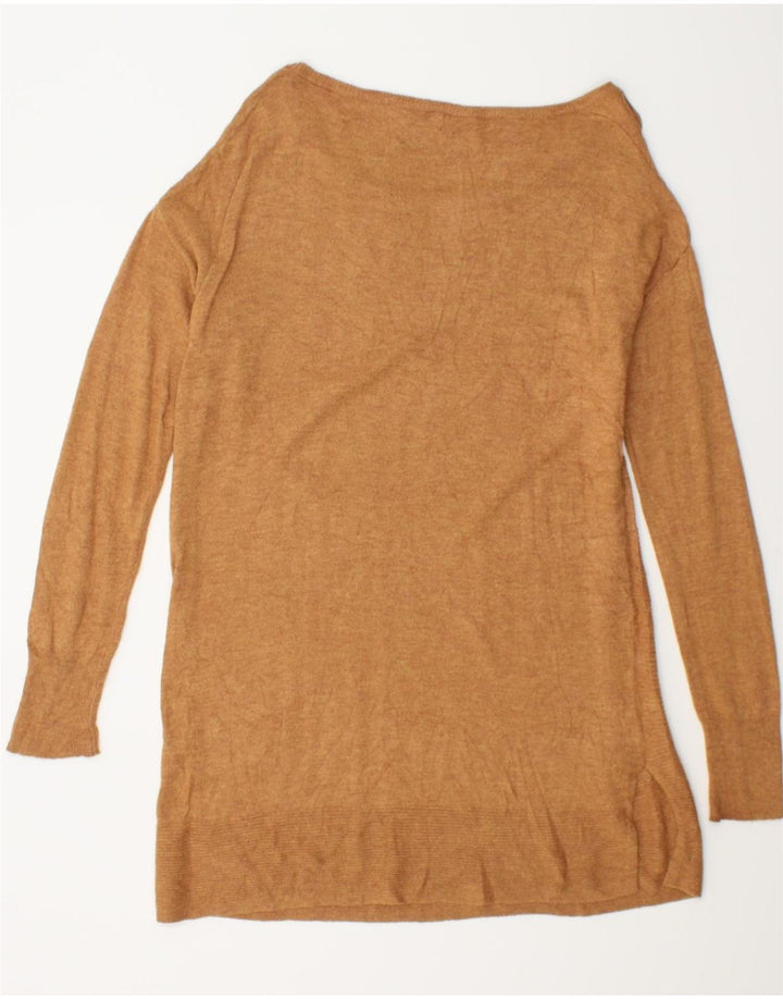 MOSSIMO Womens Longline Boat Neck Jumper Sweater UK 14 Medium Beige Nylon Vintage Mossimo and Second-Hand Mossimo from Messina Hembry 
