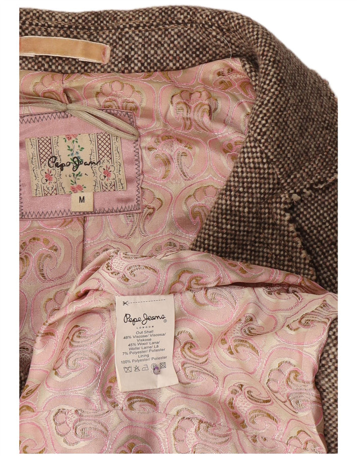 PEPE Jeans Chaqueta tipo blazer de 2 botones para mujer UK 42 Viscosa gris medio
