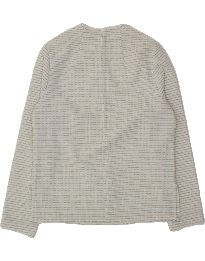 VINTAGE Womens Top Long Sleeve UK 14 Medium White Striped Vintage Vintage and Second-Hand Vintage from Messina Hembry 