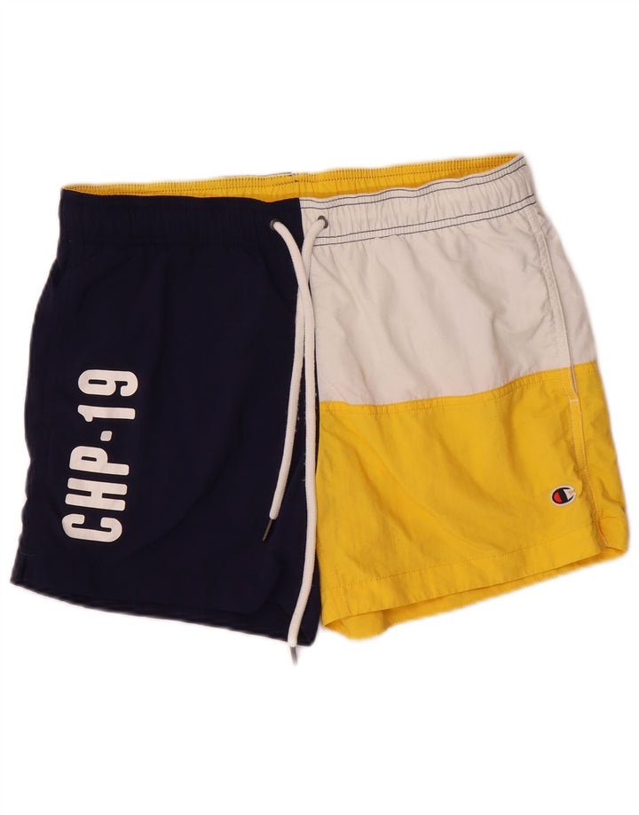 Champion Bañador Con Estampado Gráfico En Azul Marino Medio Colorblock