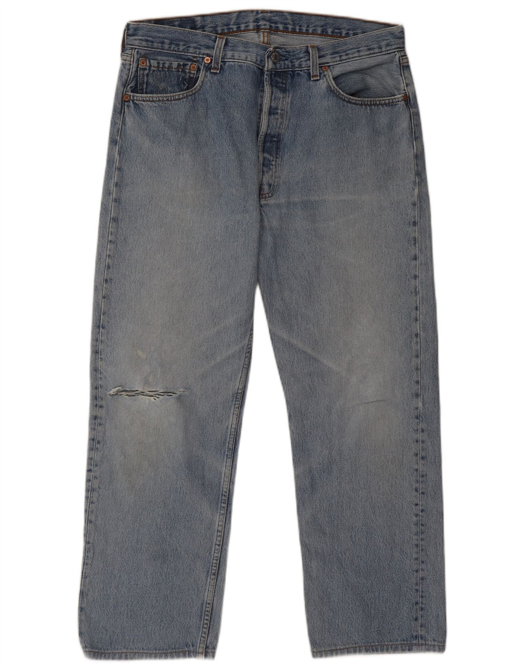 Levi's Jeans rectos desgastados 501 para hombre W32 L27 Algodón azul