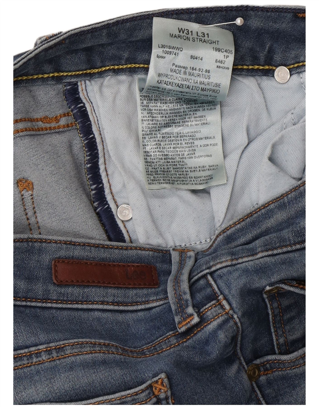 Vaqueros rectos Marion para hombre Lee W31 L31 Algodón azul