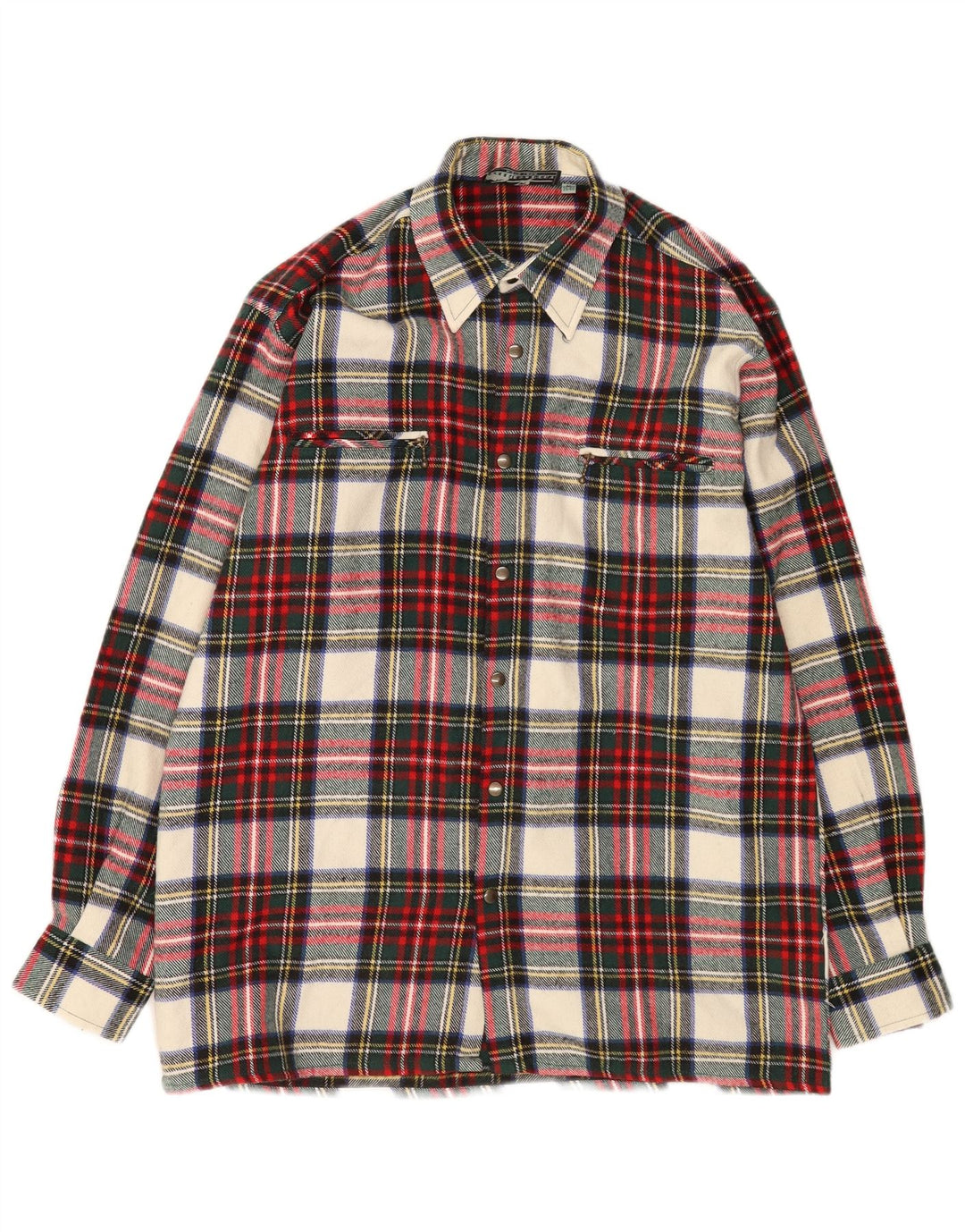 Camisa de franela vintage para hombre talla 39/40 lana de cuadros rojos medianos