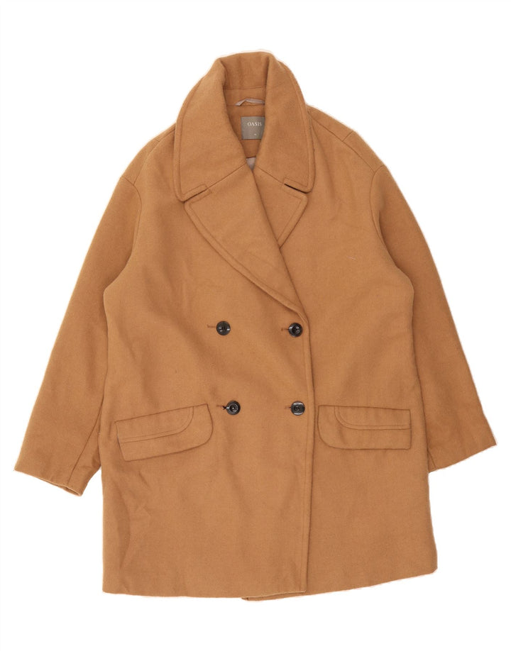 OASIS Womens Double Breasted Coat UK 14 Medium Beige Polyester Vintage Oasis and Second-Hand Oasis from Messina Hembry 