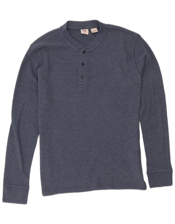 Levi's Top de corte estándar para hombre, manga larga, algodón azul marino medio