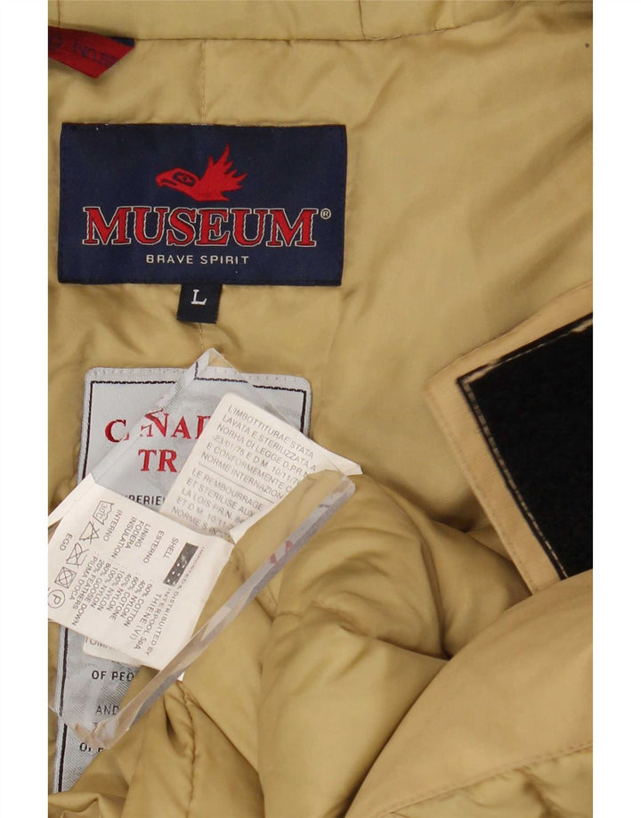 Museum Chaqueta acolchada con capucha para hombre UK 40 Large Beige Cotton