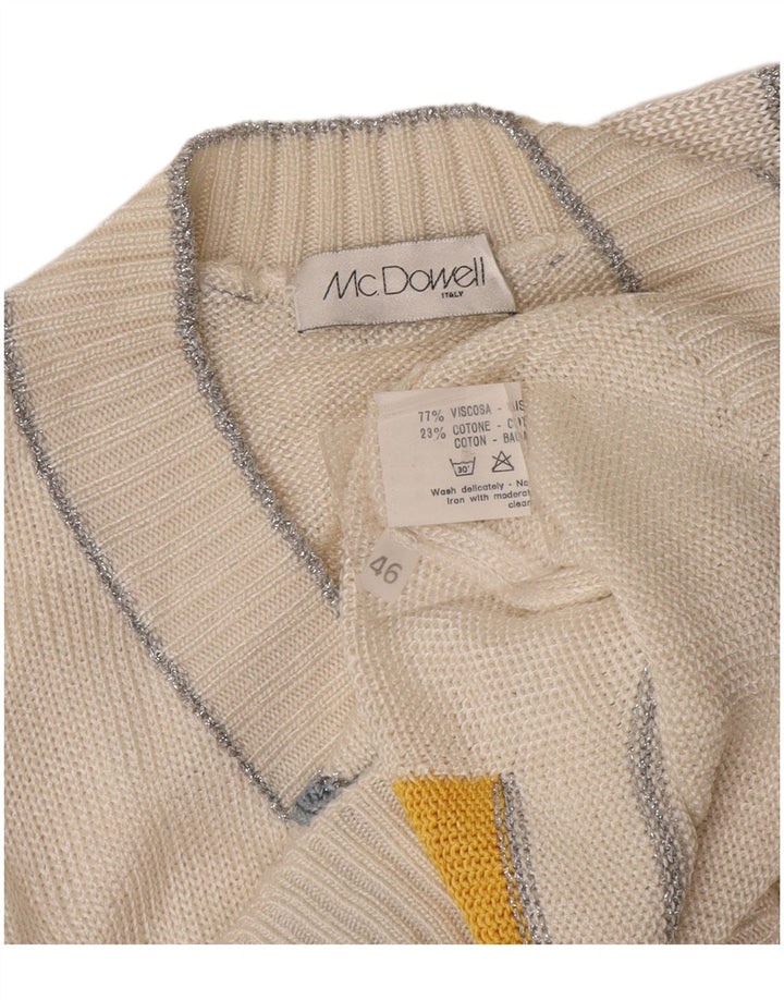Mc. Dowell Jersey con Cuello en V para Mujer IT 46 Viscosa geométrica Blanca Grande