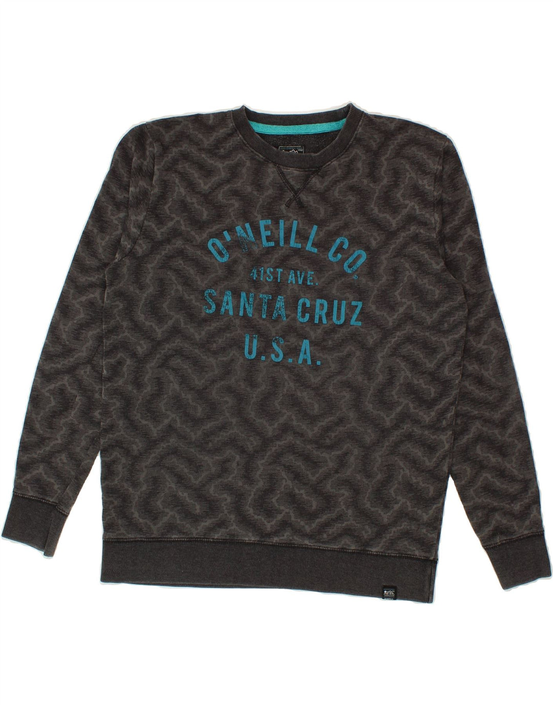 O'NEILL Womens Abstract Pattern Graphic Sweatshirt Jumper UK 16 Large Grey Vintage O'Neill and Second-Hand O'Neill from Messina Hembry 