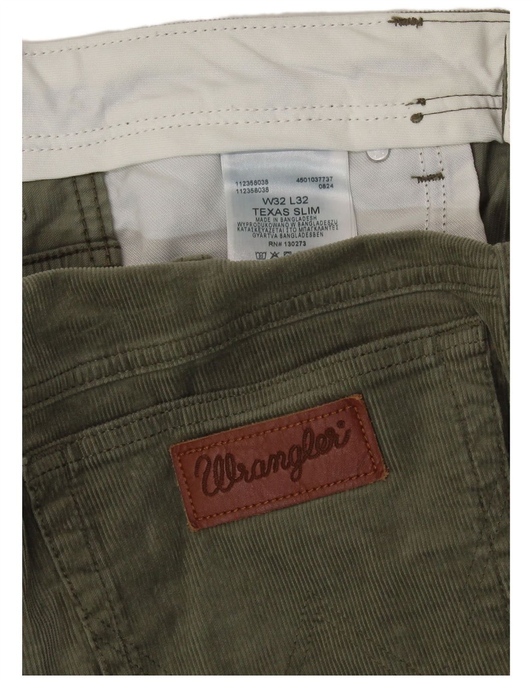 Wrangler Pantalones de pana ajustados Texas para hombre W32 L32 Algodón verde