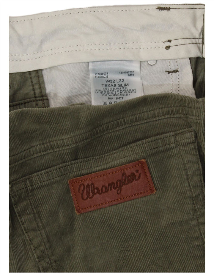 Wrangler Pantalones de pana ajustados Texas para hombre W32 L32 Algodón verde