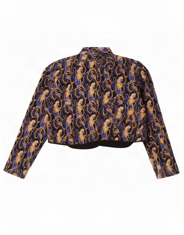 Zara Mujer Crop Blusa De Manga Larga Top UK 40 XL Paisley Multicolor