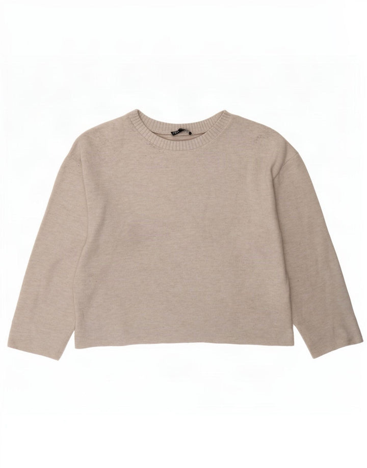 Zara Mujer Blusa Holgada Top UK 44 Poliéster Beige Medio