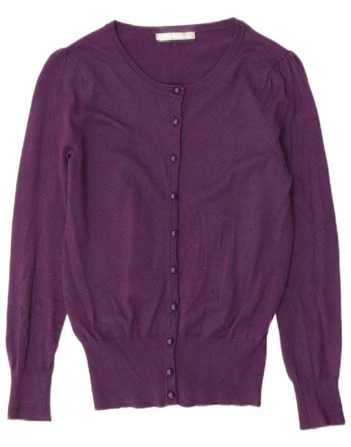 Marks & Spencer Suéter tipo cárdigan para mujer UK 8 Small Viscosa púrpura