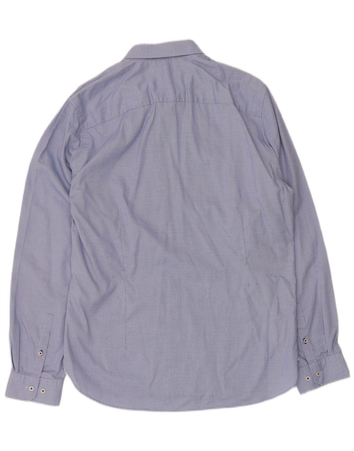 Ted Baker Camisa ajustada para hombre talla 16 1/2 algodón a cuadros azul grande