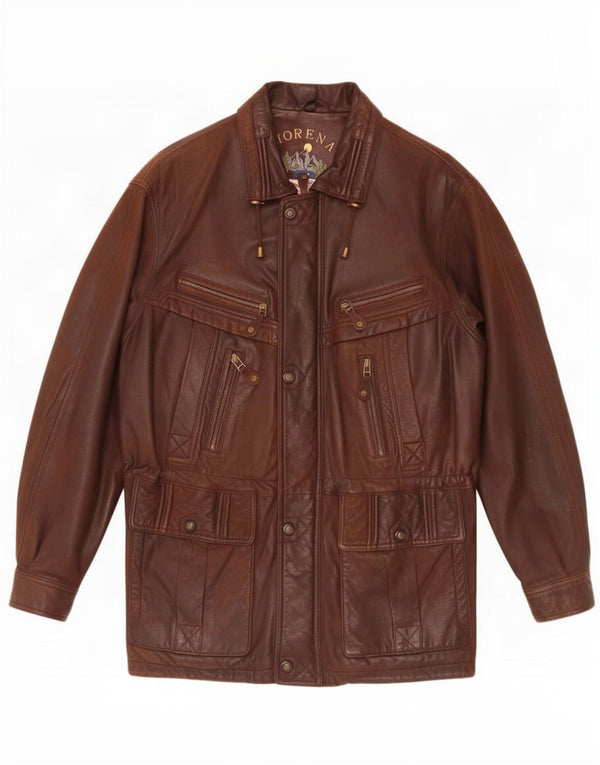 Morena Chaqueta De Cuero Hombre IT 52 XL Marrón