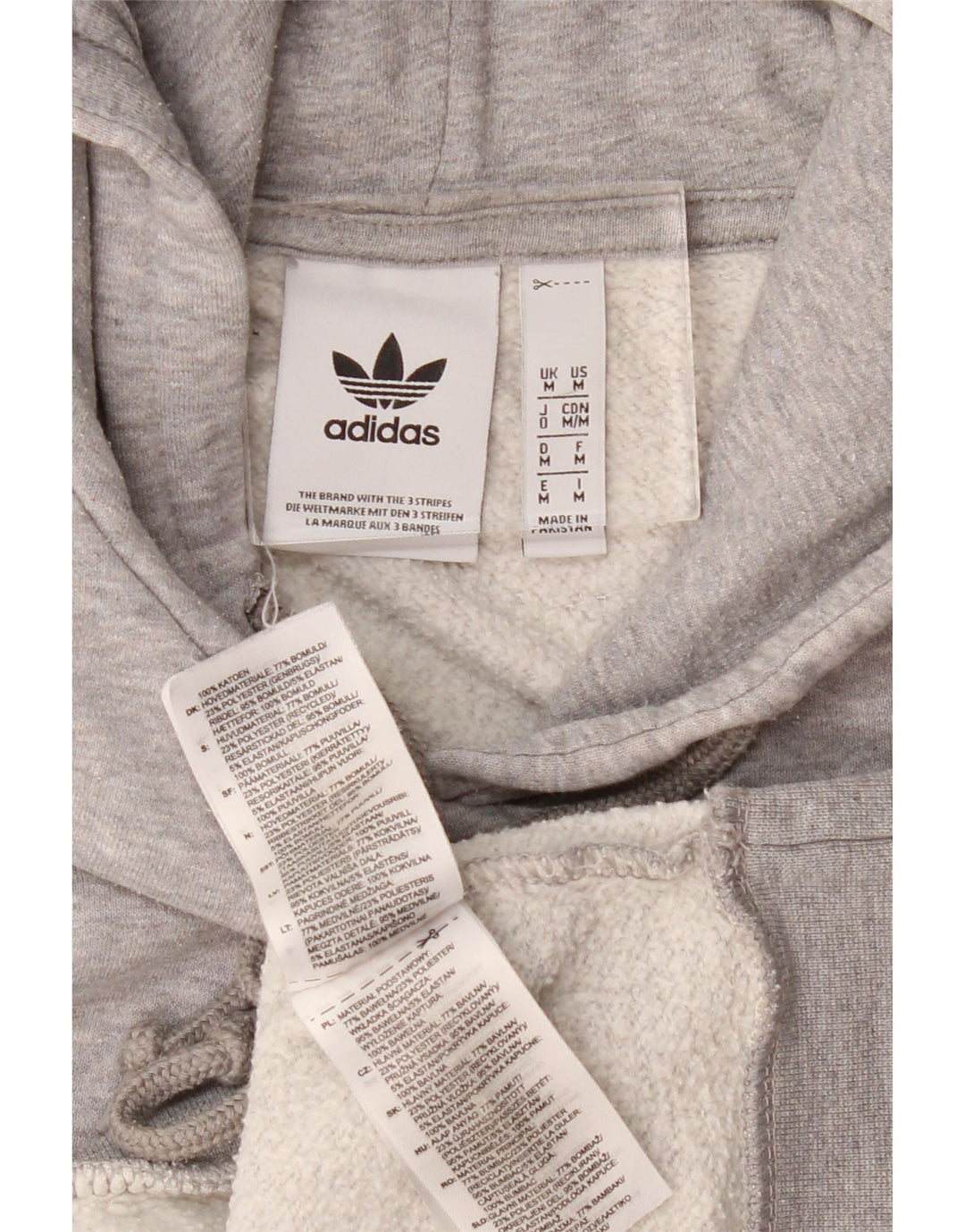 Adidas Hombre Sudadera Con Capucha Jumper Gris Medio Algodón Moteado