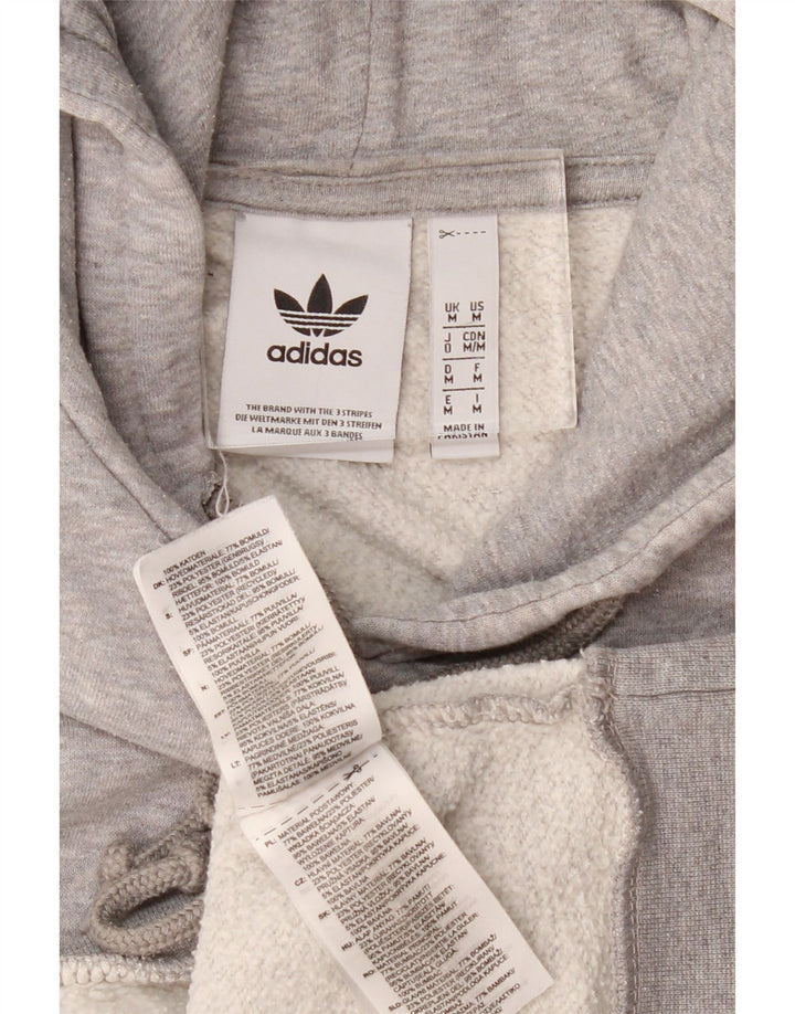 Adidas Hombre Sudadera Con Capucha Jumper Gris Medio Algodón Moteado