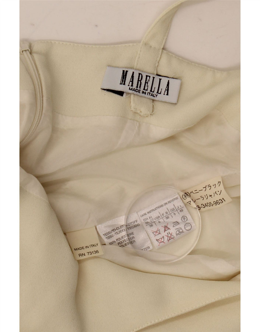 Marella Vestido tubo sin mangas para mujer UK 8 Small Off White Poliéster