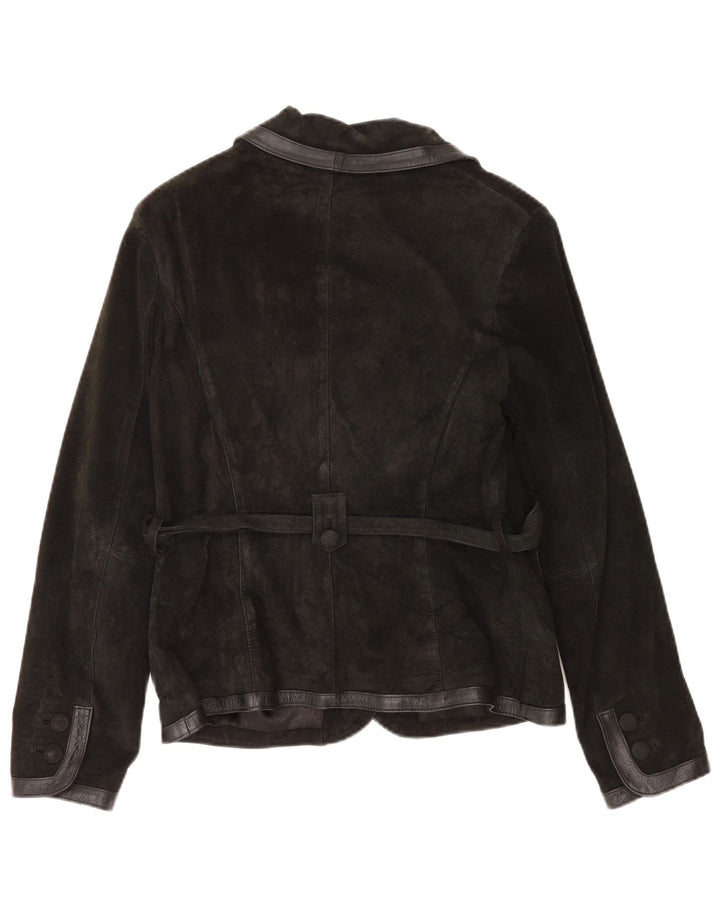 Next Chaqueta blazer de ante con 3 botones para mujer UK 44 Cuero negro mediano