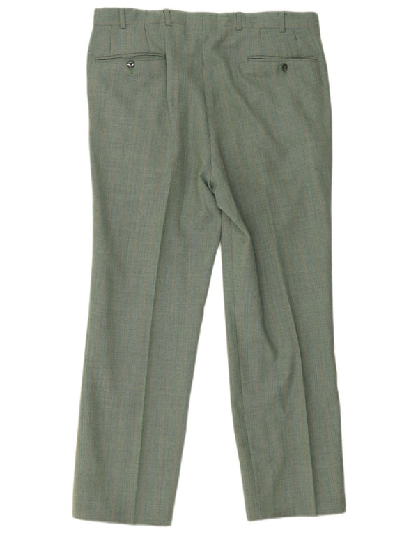Pantalones casuales rectos vintage para hombre W34 L27 Green Check