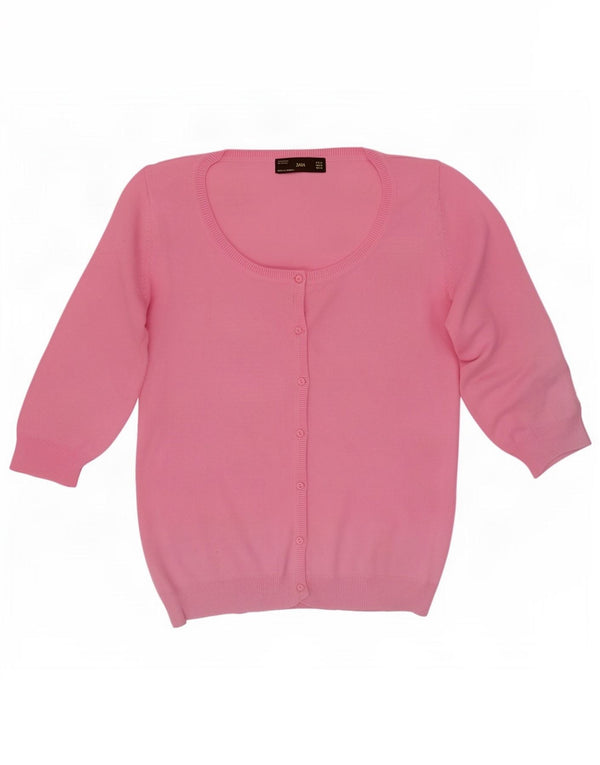 Zara Mujer Cárdigan De Manga Corta Suéter UK 40 XL Rosa