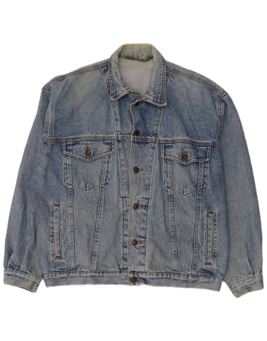 Vintage hombres chaqueta de mezclilla Reino Unido 38 algodón azul medio