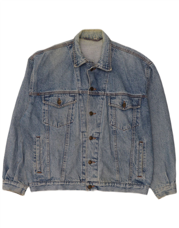 Vintage hombres chaqueta de mezclilla Reino Unido 38 algodón azul medio