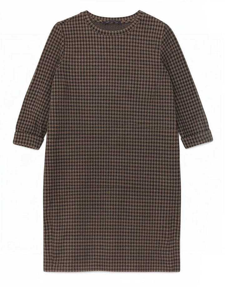 Marks & Spencer Vestido recto de manga 3/4 para mujer UK 40 Small Grey Gingham