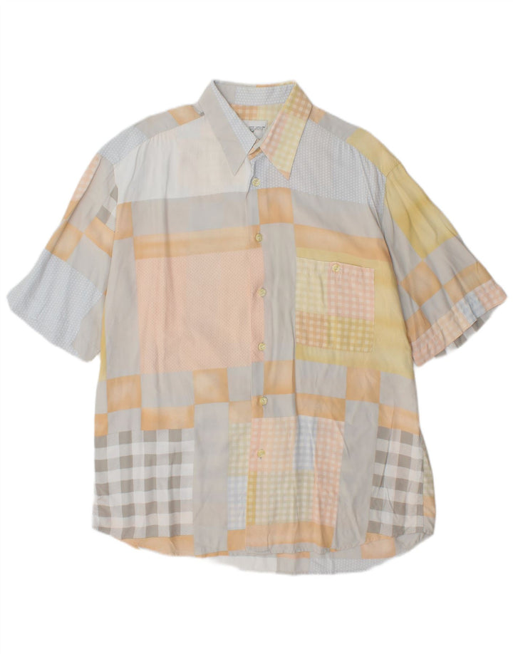 PAL ZILERI Camisa De Manga Corta Hombre Grande Viscosa Patchwork Multicolor
