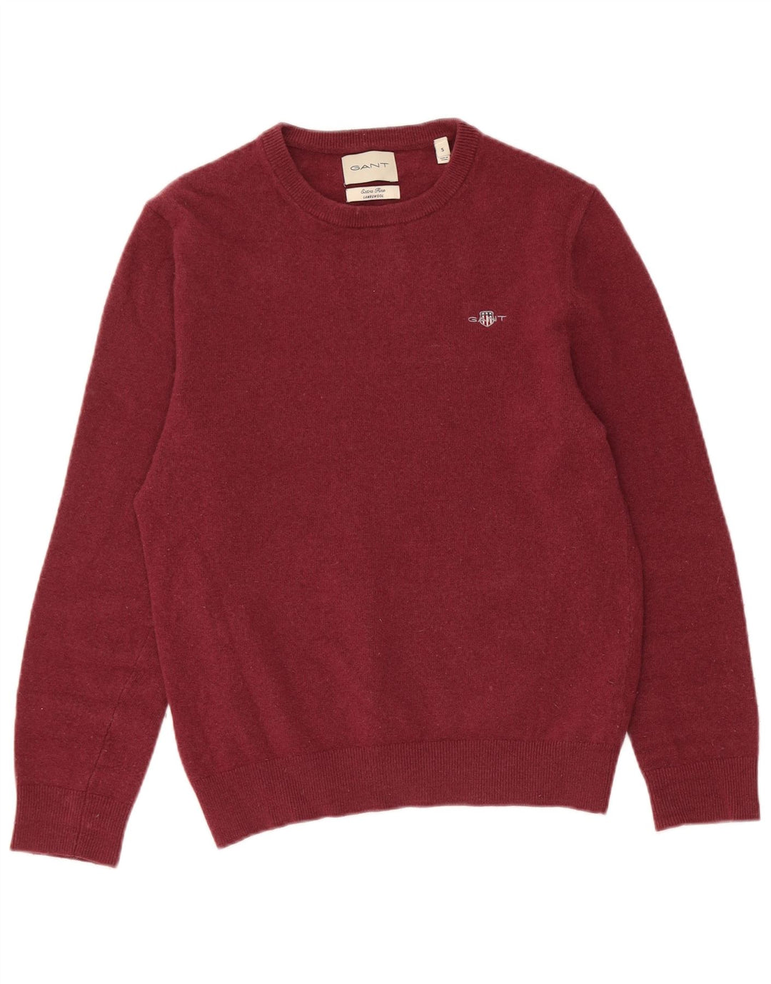 Gant Jersey De Cuello Redondo Para Hombre Suéter Pequeño De Lana De Cordero Borgoña