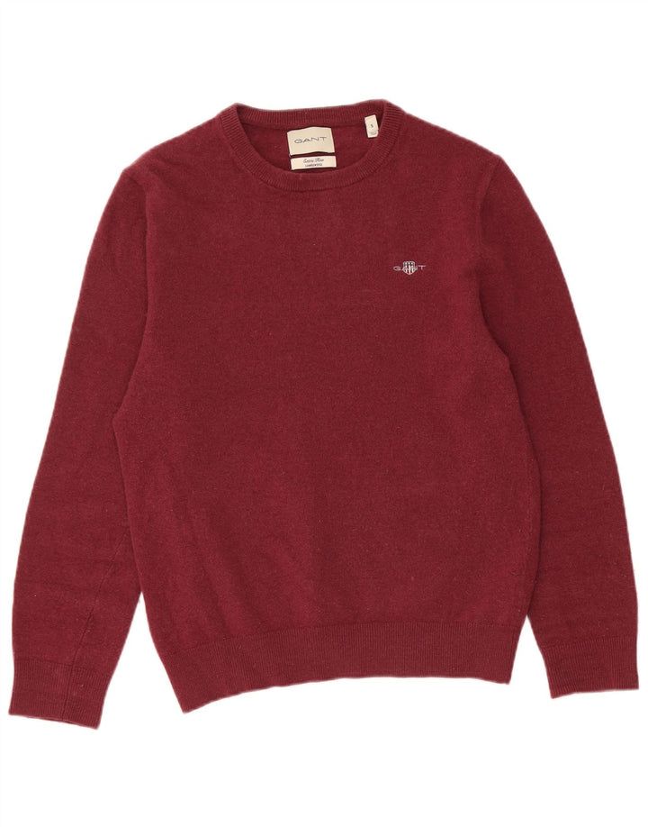 Gant Jersey De Cuello Redondo Para Hombre Suéter Pequeño De Lana De Cordero Borgoña