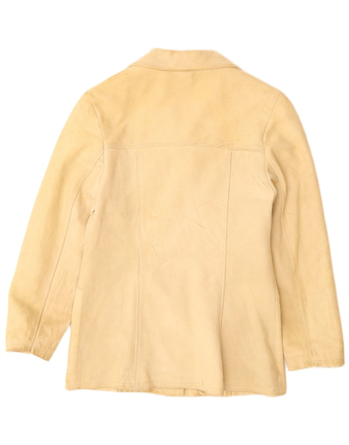 Vintage mujer ante chaqueta Reino Unido 12 cuero beige medio