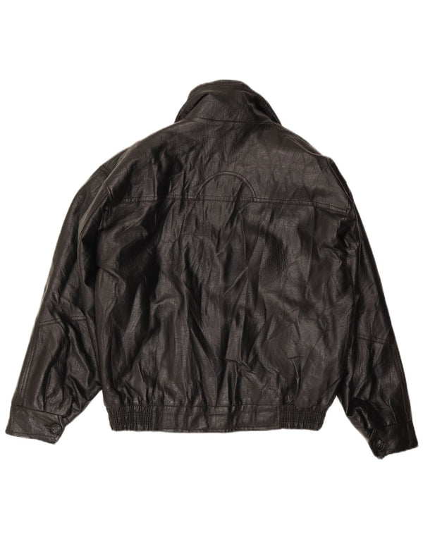 Vintage hombres chaqueta de cuero Reino Unido 38 medio negro