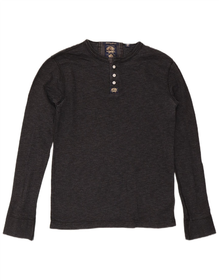 SUPERDRY Hombre Top Manga Larga Algodón Gris Medio