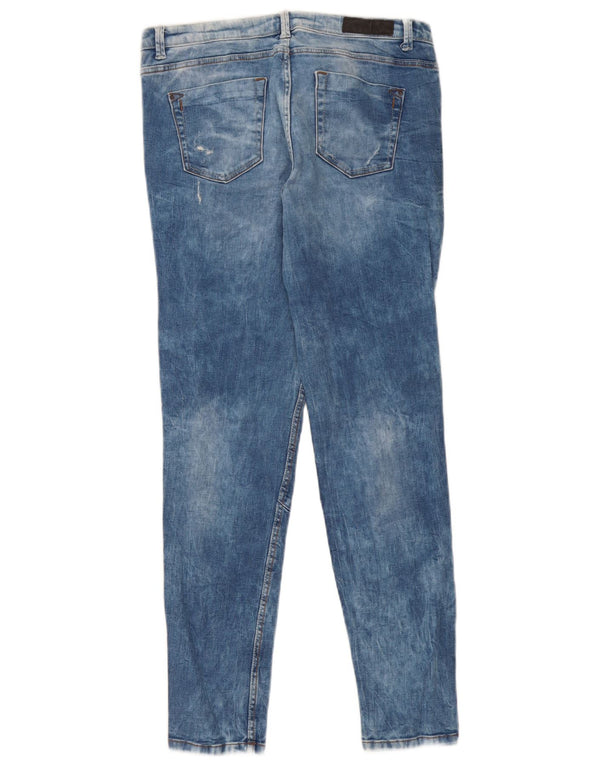 Zara Vaqueros pitillo con lavado ácido Trafaluc para mujer EU 42 Large W32 L30 Azul
