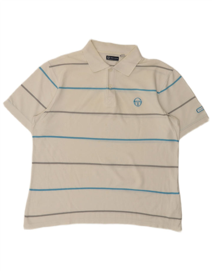 Sergio Tacchini Polo Hombre Algodón Rayas Blanco Grande
