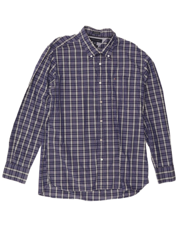 TOMMY HILFIGER Camisa de ajuste personalizado para hombre Talla 16 1/2 Cuadros azules grandes