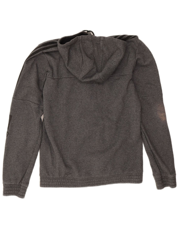 Adidas Sudadera con capucha y cremallera gráfica para hombre, talla pequeña, algodón moteado gris