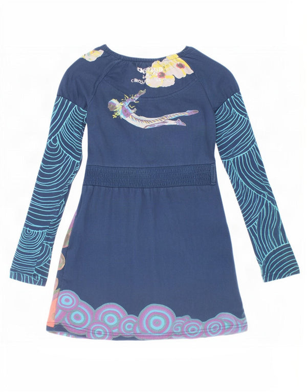 Desigual Vestido Niña Cirque Du Soleil Acampanado 7-8 Años Azul Floral