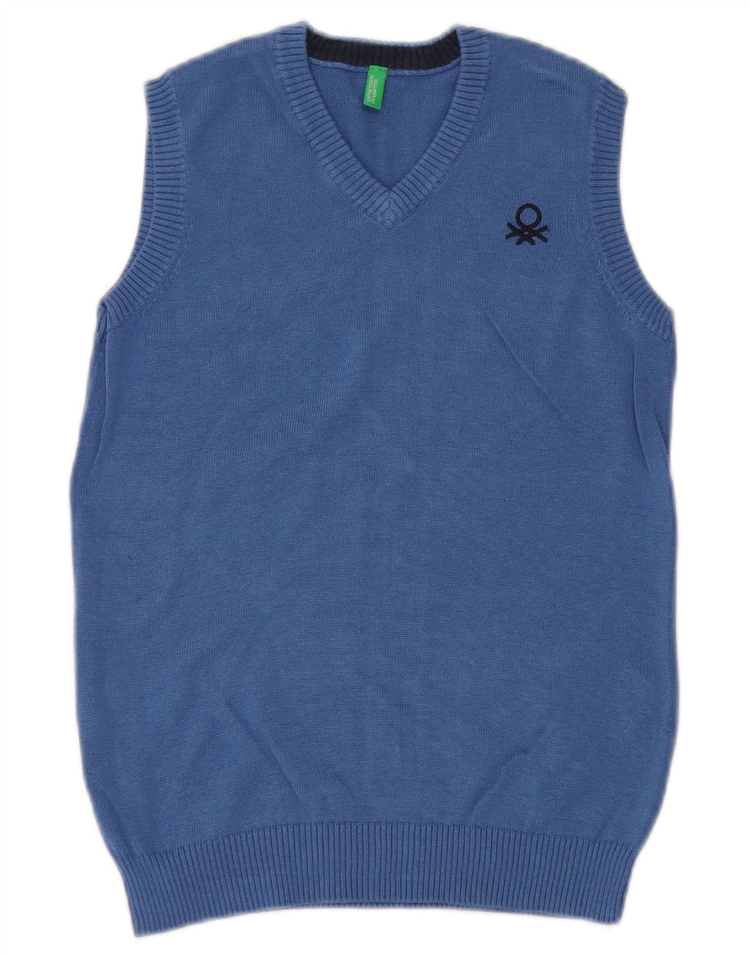 BENETTON Camiseta sin mangas para niño de 8 a 9 años, talla grande, algodón azul