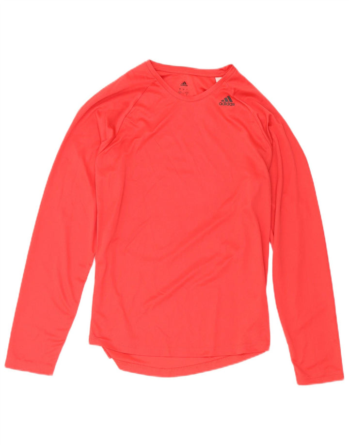 Adidas Mujer Climalite Top Manga Larga UK 16/18 Grande Rojo Poliéster