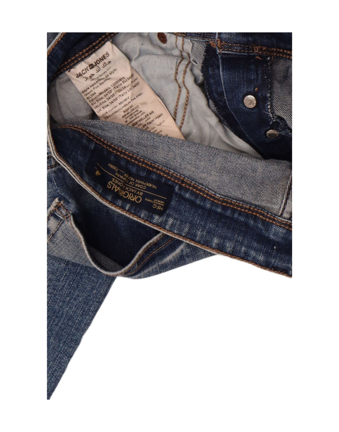 Jack & Jones Vaqueros ajustados desgastados para hombre W34 L30 Algodón azul