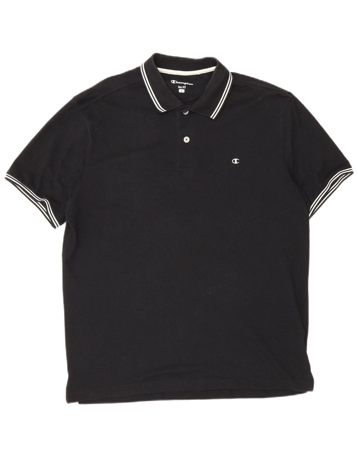 Champion Polo De Ajuste Fácil Para Hombre Grande De Algodón Negro