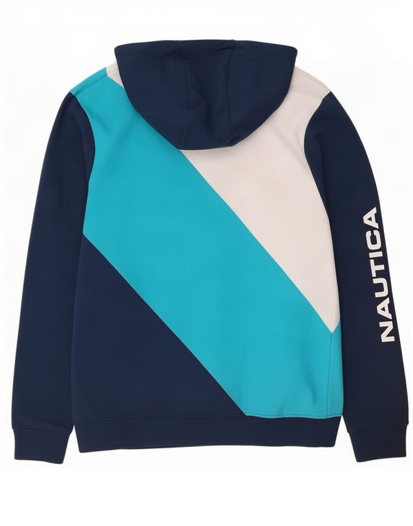 Nautica Suéter con capucha y cremallera gráfica para hombre Algodón azul marino mediano con bloques de color
