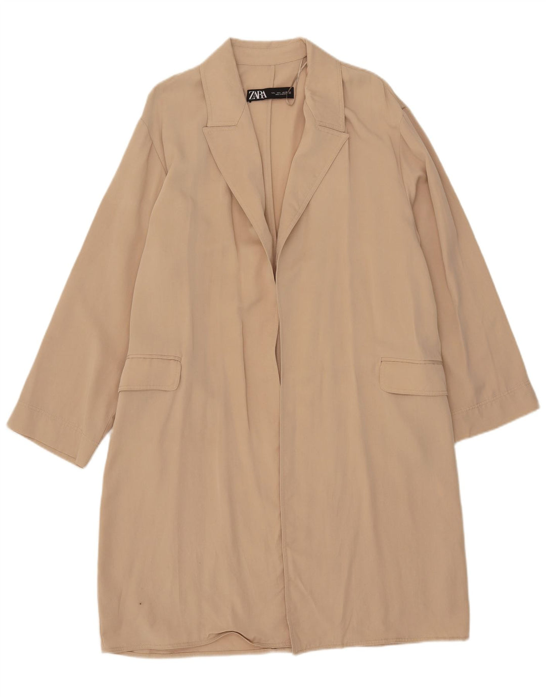 Zara Mujer Abrigo Reino Unido 46 Grande Beige Lyocell
