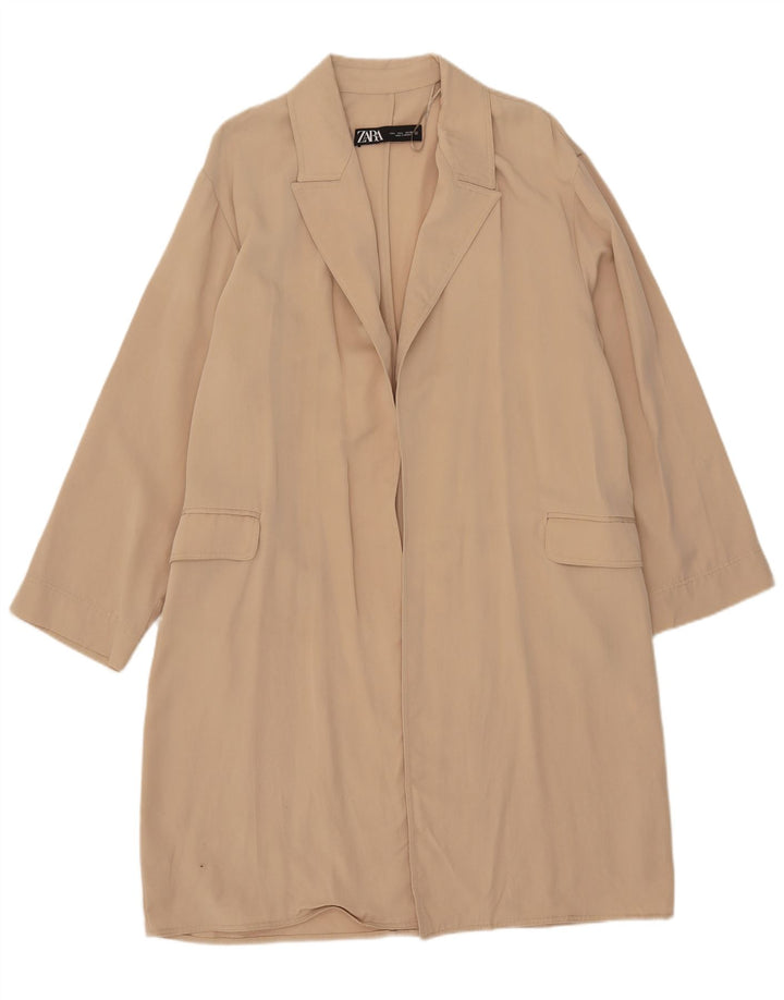 Zara Mujer Abrigo Reino Unido 46 Grande Beige Lyocell