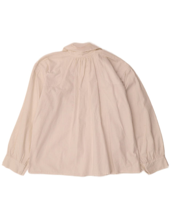 VINTAGE Blusa camisa mujer Reino Unido 12 Medio Blanco Floral