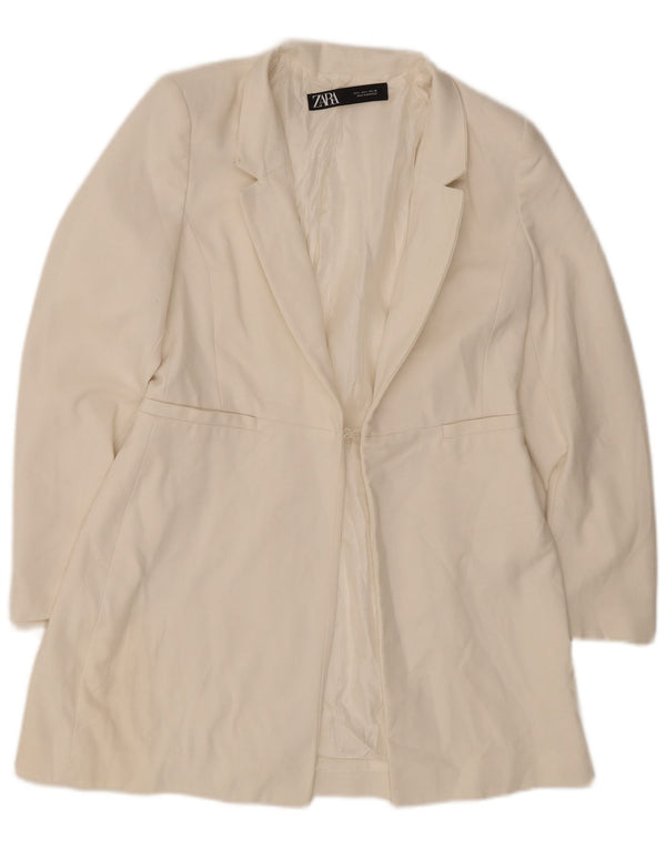 Zara Mujer Abrigo UK 46 Grande Acetato Blanco Roto