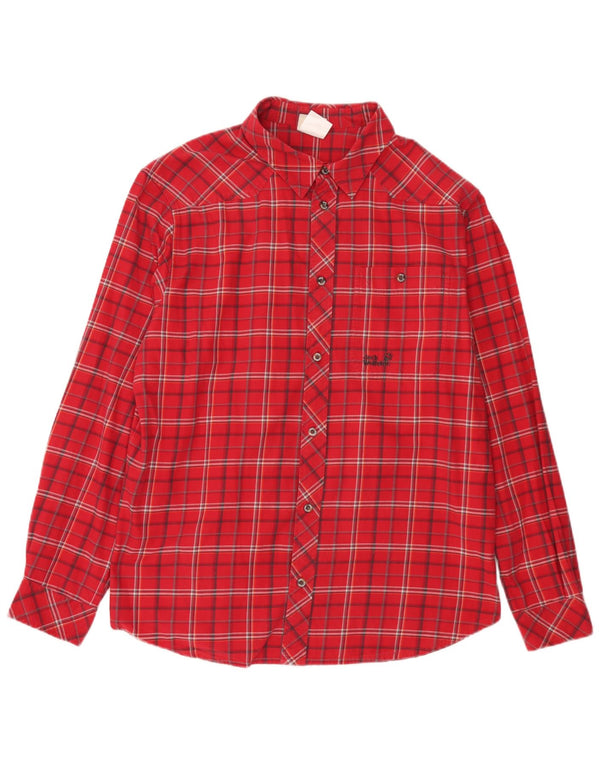 Jack Wolfskin Camisa de franela para hombre UK 44/46 XL Algodón a cuadros rojos